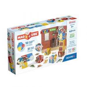 Image de Geomag Magicube Story Building Three Little Pigs, Jeux Magn&eacute;tiques pour Enfants d&egrave;s 3 Ans, Th&eacute;&acirc;tre Magn&eacute;tique, Pack de 42 Pi&egrave;ces, 100% Plastique Recycl&eacute;