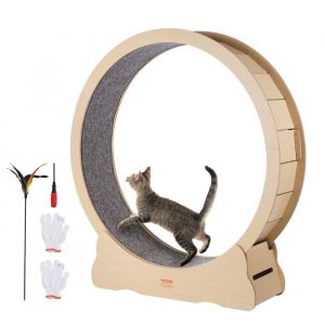 VEVOR Roue d'exercice pour Chat 1320 mm Grande Roue de Course pour Chat d'Intérieur, avec Tapis Roulant Amovible, Teaser pour Chat pour Courir, Marcher, Entraînement, Convient à la Plupart des Chats
