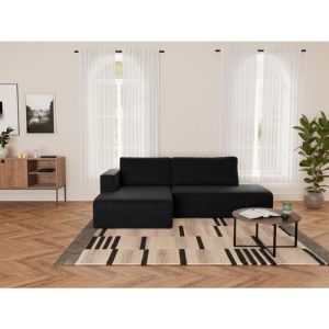 Bestmobilier - Topaze - canap&eacute; d'angle gauche 4 places convertible avec coffre sans accoudoir en velours c&ocirc;tel&eacute;