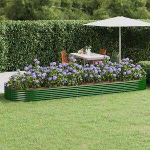 VidaXL Jardini&egrave;re de jardin Acier enduit de poudre 450x140x36 cm Vert
