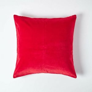 Housse de coussin en velours Rouge, 40 x 40 cm - Homescapes