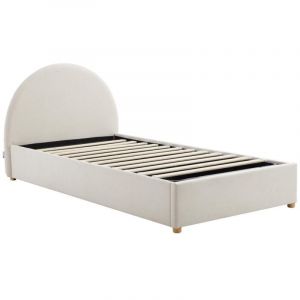 Lit coffre 90 x 190 cm - Velours côtelé - Beige - LIRIMO