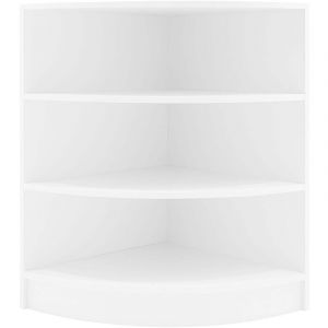 Monster shop Comptoir de Vente Unit&eacute; de Coin en mdf M&eacute;lamine Blanc LM60 Meuble de Rangement Modulaire Incurv&eacute; 3 &Eacute;tag&egrave;res Internes Devant Ouvert 60 x 90 x 60 cm