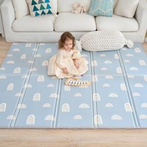 Tapis D'éveil Bébé Pliable Epais Réversible 150x180x1cm - Tapis De Jeu pour Enfant Bebe - Tapis De Sol XXL en Mousse - Tapis De Motricité Favorisant Le Développement Sensoriel - Cadeau Naissance Bébé