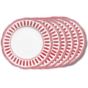 Table passion Lot de 6 assiettes creuses 22 cm rouges en porcelaine