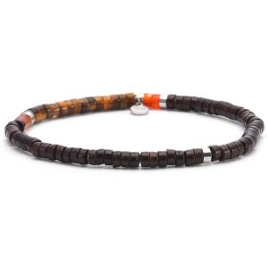 Bracelet Perles Heishi 4mm Pierre ?il De Tigre Agate Rouge Perles Coco