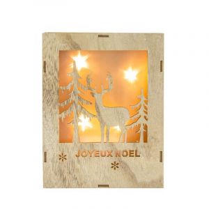 D&eacute;coration &agrave; poser No&euml;l - Bois - Tableau Lumineux For&ecirc;t