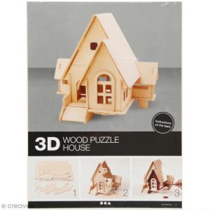 Creotime Puzzle 3D à décorer - Petite maison - 19 x 22,5 cm