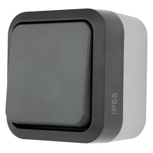 Rev AquaStorm 0004310400 Interrupteur &agrave; bouton poussoir pour pi&egrave;ce humide IP55 Anthracite