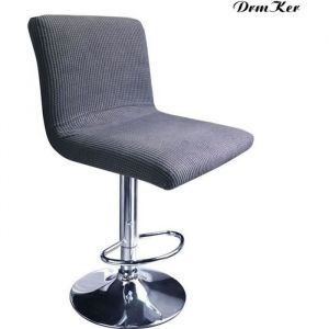 Image de DrmKer Lot de 4 Housses Tabouret de Cuisine Gris Housses de Tabouret de Bar avec Dossier Extensible Housse de Chaise Universelle