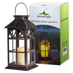 Lanterne Led à Nergie Solaire - Métal Bronze Foncé et Verre - Belle Lanterne|Bronze,1S|