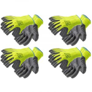 Högert Technik VECHTE Lot de 12 paires de gants de protection revêtus de nitrile, vert/gris, taille 9, résistants à l'abrasion, idéaux pour les travaux de montage et d'entretien précis