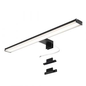 Applique mural LED 12W 50 cm IP44 pour salle de bain miroir et meubleslim en aluminium noir mat avec lumière blanche neutre