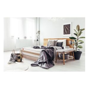 Ensemble sommier matelas LE RAFFINÉ 90x190cm Ressorts ensac s + Mémoire de forme BioVisco Maxi épaisseur 26cm + sommier Beige