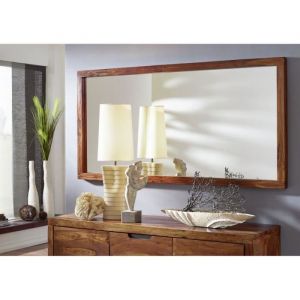Miroir horizontal 160x80cm - Bois de Sheesham/Palissandre laqué (Noisette) - duke 130 - marron