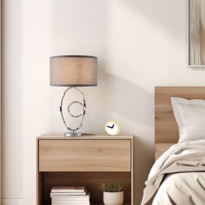 Lux.pro - Lampe de table Torquay E14 m&eacute;tal polyester hauteur 50 cm chrome gris