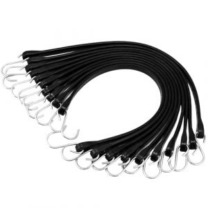 VEVOR Tendeur Élastique, Lot de 50, Sangles Élastiques Plates Robustes 20x530 mm avec Crochets S en Acier, Bonne Résistance, pour Maison, Auvent, Cargaison, Camping, Bâches, Camions, Tentes, Noir