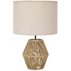 Lampe à poser en corde tressée naturel et abat-jour lin (H40cm)
