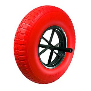 KELI - Roue Increvable Rouge, Diamètre 400mm, Axe 20mm, Charge max. 250KG (550 lbs), Ultra Résistante, Idéal pour Brouette