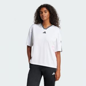 Adidas T-shirt Tiro Cut Colorblock Boyfriend manche courte blanc pur femme - S