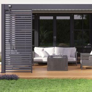 Pergola Bioclimatique Ombr&eacute;a V2 3x4M adoss&eacute;e - Anthracite et Blanc