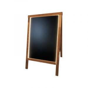Interface Plv - Chevalet stop trottoir bois couleur chêne de dimensions 90 x 55 cm avec éclairage led - Chêne