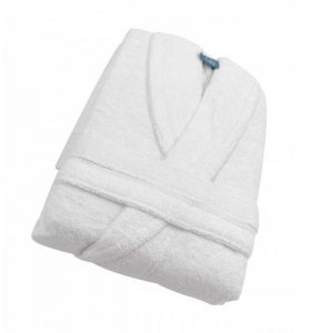 Peignoir de bain Col Châle coton et bambou 450g-m² - Blanc L