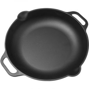 Victoria 31947 Poêle à Paella en Fonte Émaillée Induction 33cm, Convient pour le Feu, Barbecue Noir