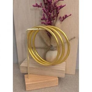 Bracelet Jonc Rigide - Acier Dor&eacute; - Femme - Effet Scintillant - Diam&egrave;tre 6,3-6,4 Cm