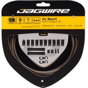 Jagwire 2X Sport Shift Set de c&acirc;ble de d&eacute;railleur pour Shimano/SRAM, carbon silver C&acirc;bles & Gaines
