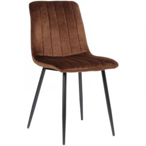 Image de CLP Chaise de salle à manger Dijon avec Piètement en métal noir, Marron-Velours