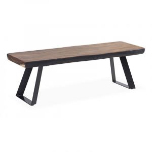 Décoration d'Autrefois Banc en bois marron et métal noir L 126cm