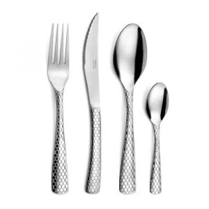 PRADEL ESSENTIEL - M&eacute;nag&egrave;re 24 couverts de table pour 6 personnes - Capsule - Acier inoxydable 18/0, Finition Standard - Inox