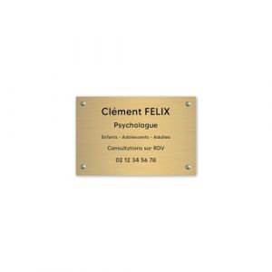 Plaque professionnelle personnalisée en PVC pour psychologue, sophrologue - 1 à 5 lignes de texte - Format 30 x 20 cm - Or lettres noires
