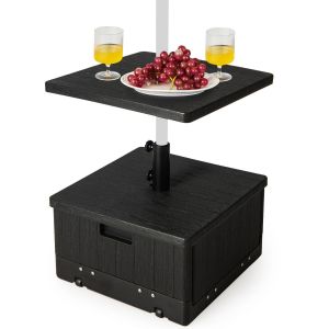 Coast Base de parasol gonflable 80 kg avec plateau et roues 53x53x45 cm Noir