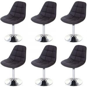 Décoshop26 6x chaises de salle à manger en simili-cuir marron pied chromé pivotant