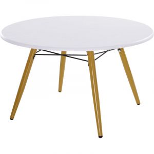 Image de Homcom Table basse ronde design scandinave Ø 80 x 45H cm métal MDF blanc