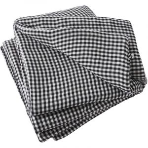 JOEL - Chemin de Lit 90x200cm Gaze de Coton Vichy Coloris Truffe - Altobuy