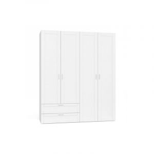 Idmarket Armoire 4 portes VITO blanc penderie 160 cm avec 2 tiroirs et étagères