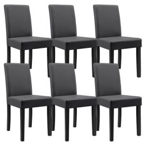 En.casa 6 chaises rembourrées (gris foncé) (de qualité supérieure) avec pieds en bois massif - housse en cuir synthétique - élégants