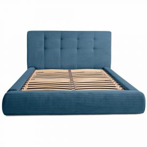 Onyx - lit coffre - 180x200 cm - en velours côtelé - sommier inclus - Bleu