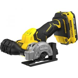 Stanley Fatmax V20 Mini-Scie Circulaire 75 mm Brushless 18V + 2 Batteries 2Ah SFMCM300D2-QW