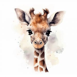 Ceanothe Tableau sur toile girafon enfant 30x30 cm