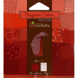 Avenue mandarine 42682O Papier pour Origami Collor de 20 Feuilles, Camaieu de Rouge 12 X 12 Cm 70 G