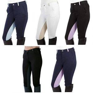 Pfiff Enfant Pantalon d'équitation Noir Noir/Violet 134 cm