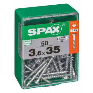 Image de Spax Lot de 50 vis acier t?te autofraisée plate, Diam.3.5 mm x L.35 mm