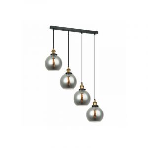 L inaire Center Suspension industrielle et r&eacute;tro Cardena Noir,abat jour verre f &eacute;