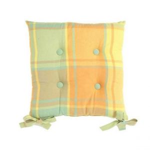 Lot de 2 galettes de chaise carr&eacute;es Jaune