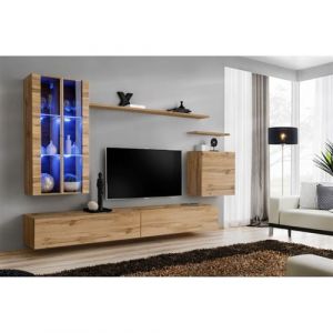 Meuble TV Mural Design " XII" 270cm Naturel Prix