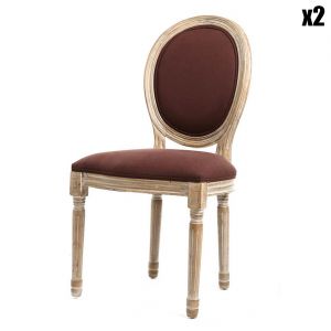 Image de Bobochic Lot de 2 chaises &eacute;l&eacute;gantes en lin JAK Chocolat